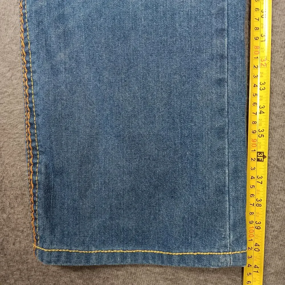 True Religion Bobby Big T Jeans Mens 38x28 Blue Straight Denim Made USA Stains